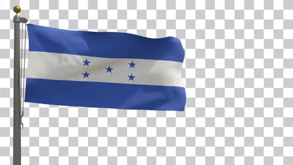 Honduras Flag on Flagpole with Alpha Channel