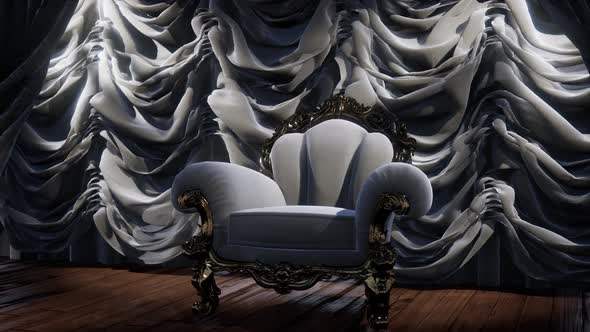 Luxurious Theater Curtain Stage with Chair alt
