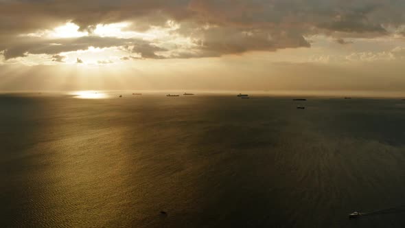 Sunset Over the Sea in Manila Bay