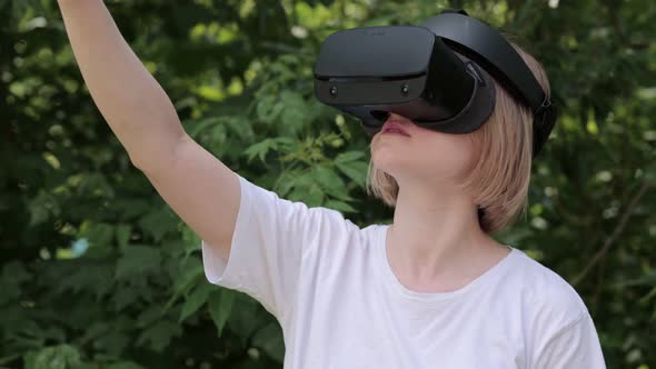 Female Wearing Virtual Reality Headset
