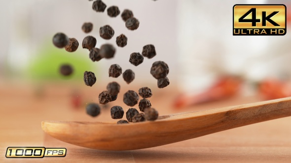 Black Pepper on Olive Wood Spoon