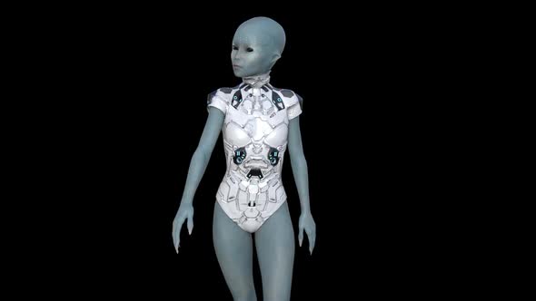 3d Character Girl Alien Walking Fun