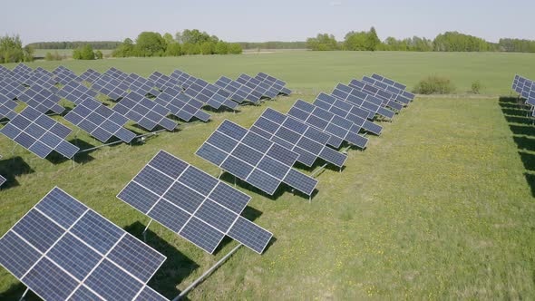 Solar Battery Field Generating Electricity