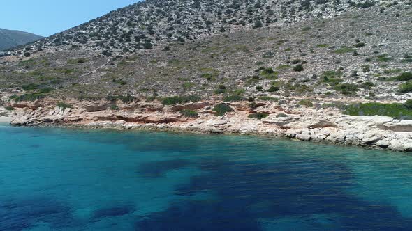 Mylopotas on the island of Ios in the Cyclades in Greece seen from the sky