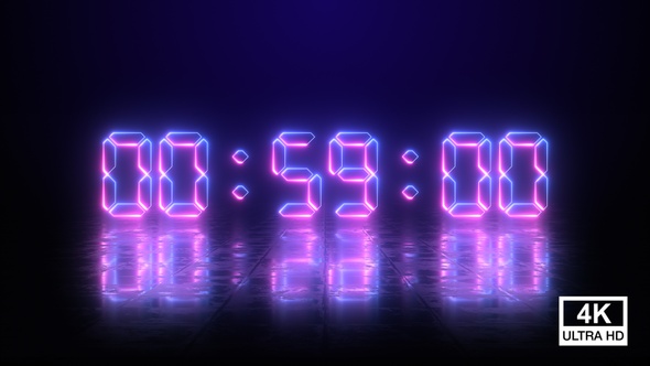 Digital Neon Negative Countdown 1 Minute