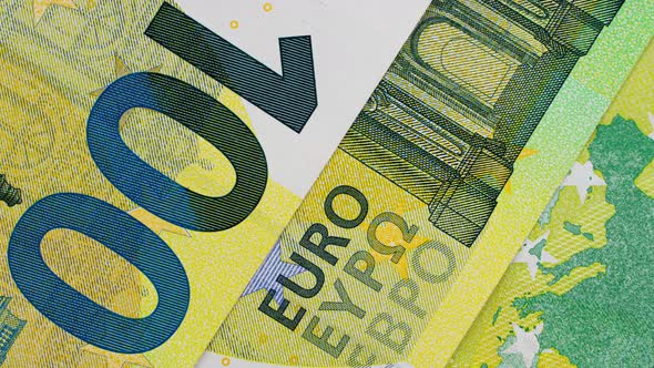 European Union Paper Currency Banknotes in Stop Motion