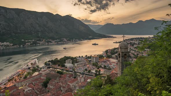 Day to Night Time Lapse of Kotor Bay Montenegro