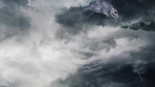 POV  thunderstorm in a dark cloud with lightning striking