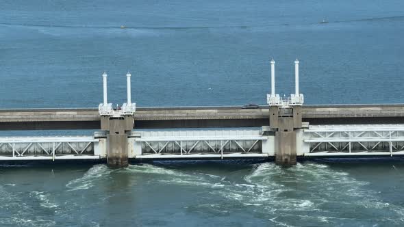 Storm Surge Barrier in the Netherlands to Protect the Mainland