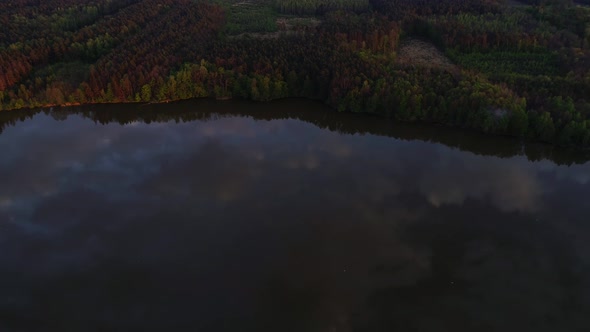 Beautiful Sunset Above Wild Swamp and Forest