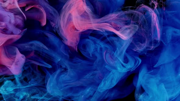 Beautiful Red and Blue Color of Smoke Underwater