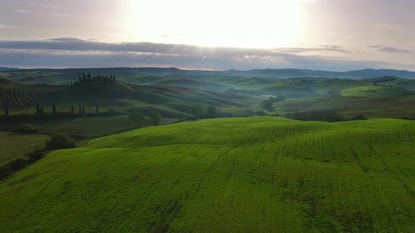 Tuscany Aerial Landscape of Farmland Hill Country