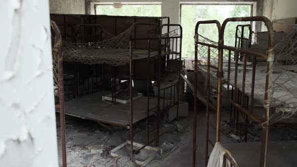 Bunk Beds Inside an Abandoned Kindergarten in Pripyat Ghost Town