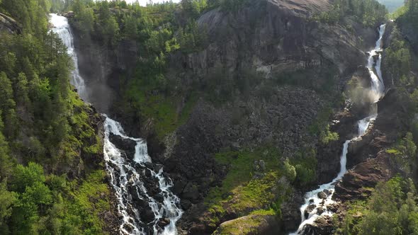 Latefossen Is One of the Most Visited Waterfalls in Norway and Is Located Near Skare and Odda