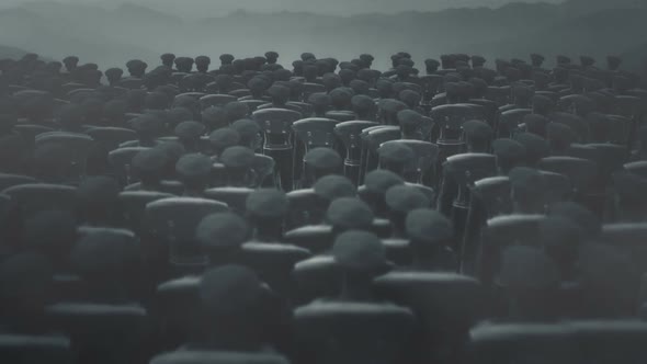 World War One British Troops Standing In Silent Before A Battle