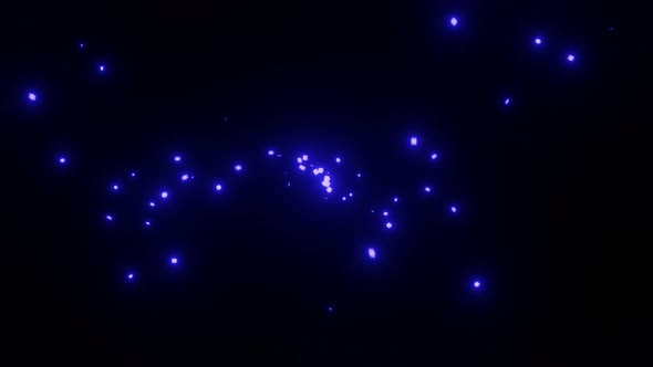 Stars In Space. Blue Particles Fly In The Dark 4k