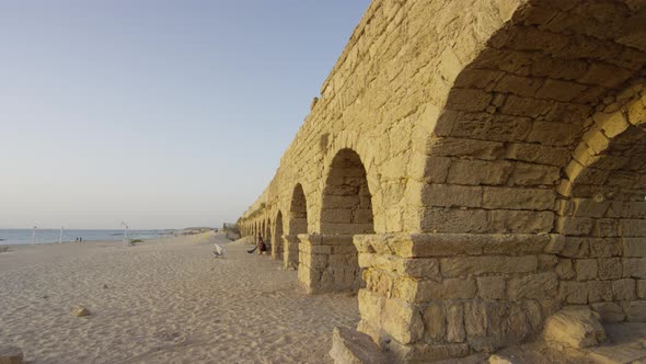 The Roman aqueduct and the beach