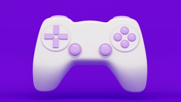 White Game Controller on a Lilac Background