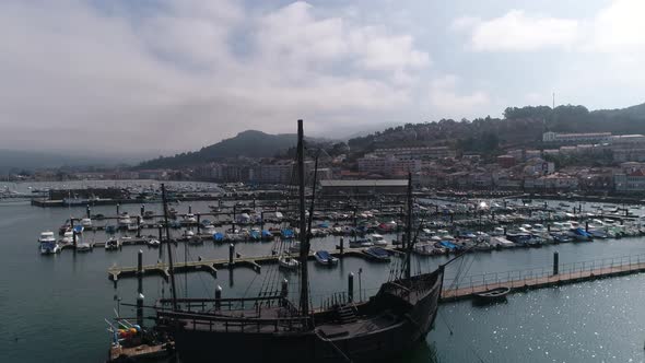 Old Boat. The Porto de Baiona in Galicia Spain