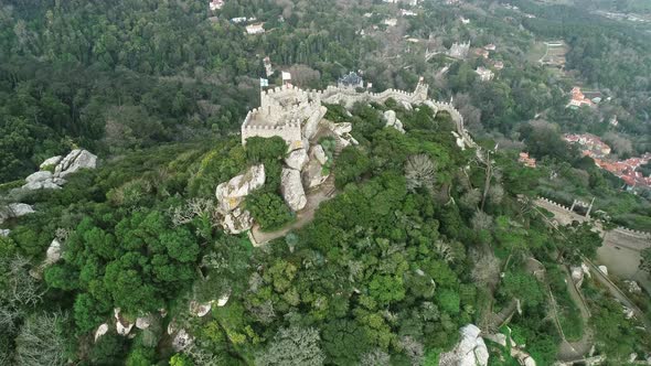 Aerial View of Moorish Castle Sintra Portugal