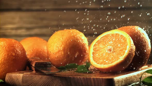 Drops of Water Fall on the Oranges