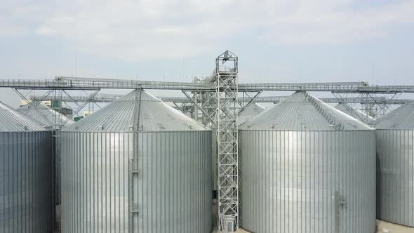 Granary for grain. Modern silos for storing grain harvest