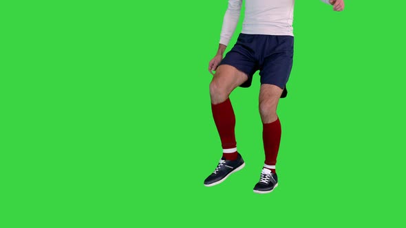 Football Player Fails the Penalty on a Green Screen Chroma Key