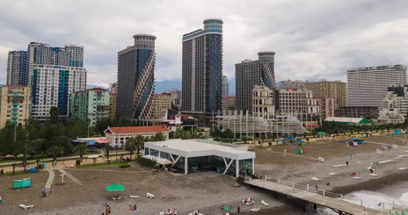 Aerial hyperlapse over new Batumi Boulevard