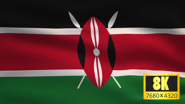 8K Kenya Windy Flag Background