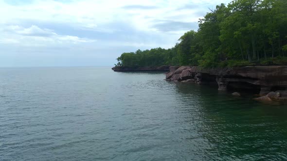 Aerial view of a gorgeous landscape, lake shore of Lake Superior at Wisconsin, nature