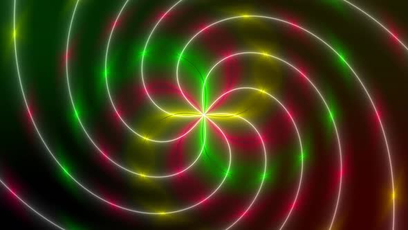 Green Red White Yellow Neon Hypnotic Animated Background