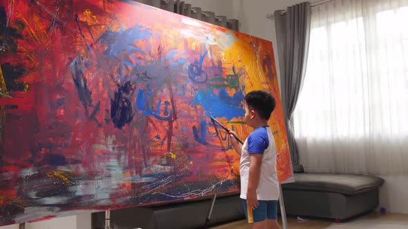 Little Boy Painting Modern Picture