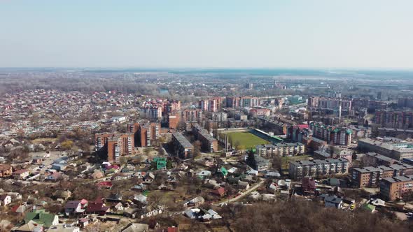 Aerial View of European Town in Ukraine