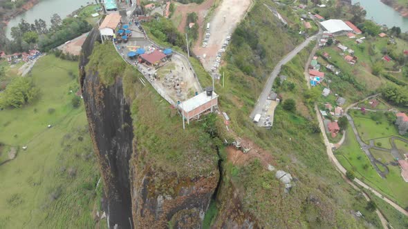 Aerial Of El Peñol Big Rock In Colombia - drone shot