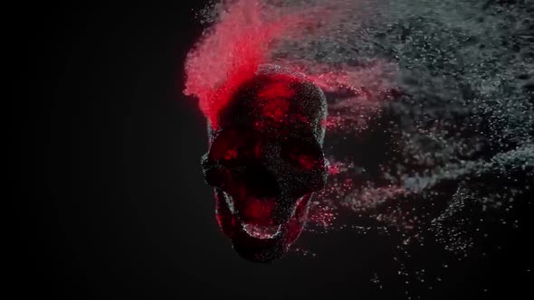 Animation Skull Shatters Into Sand Particles