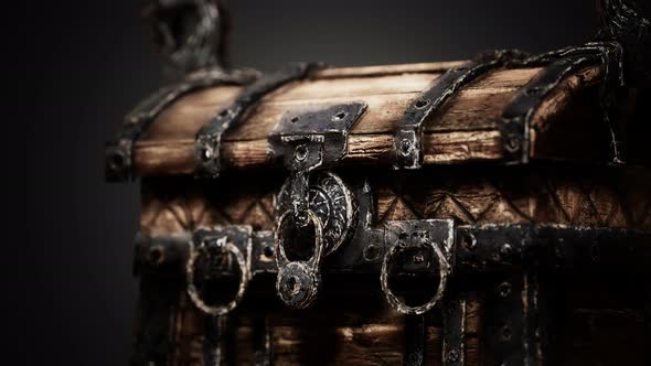 Closed Wooden Treasure Chest with Metal Clasp alt