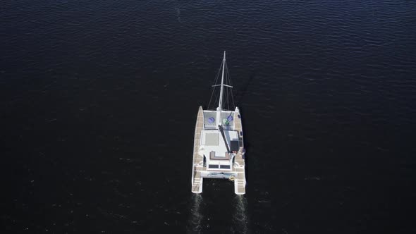 Sailing Yacht at Dnipro River Kyiv Ukraine