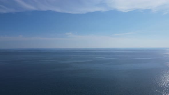 Nature video 4K aerial view sea horizon as far as the eye can see One part sky, one part sea.