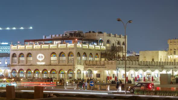 Souq Waqif Night Timelapse in Doha Qatar