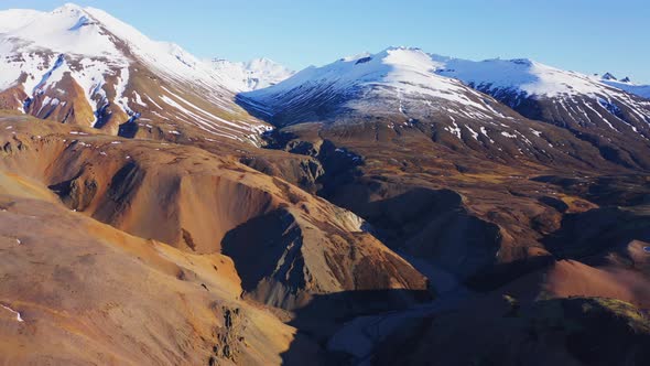 Aerial Wide View of a Majestic Mountain Ridge in Iceland