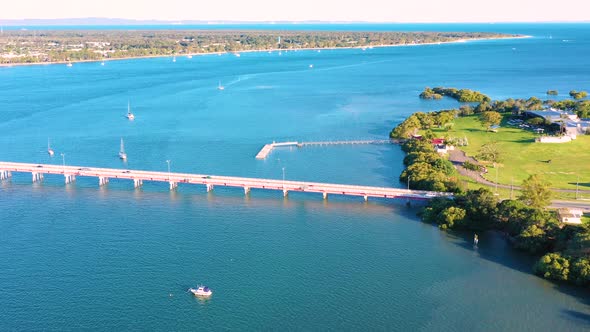 Aerial view of Pumicestone Passage, Queensland, Australia.