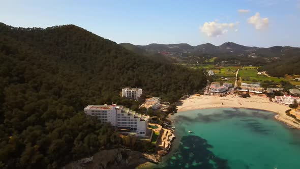 Cala Llonga beach in Ibiza, Spain