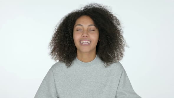 Online Video Chat By African Woman, White Background 