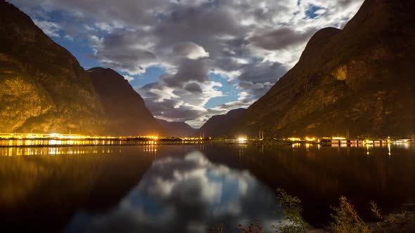 Night norway fjord lake water