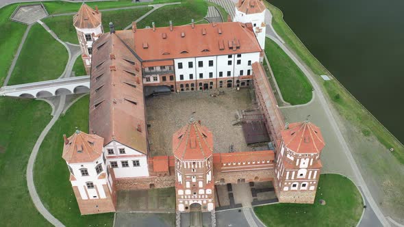 View From the Height of the Mir Castle in Belarus and the Park on a Summer Day