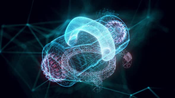 Futuristic Laboratory Machine Hologram Close Up Hd alt