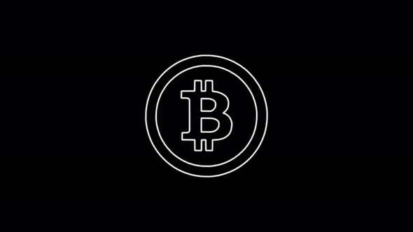 Bitcoin Network icon abstract seamless animation of 4k neon lines. Beautiful animation of neon lines