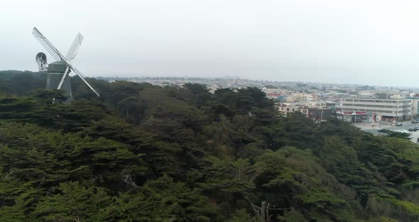 Aerial View of windmill Ocean Beach San Francisco