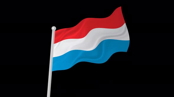 Luxembourg Flag Wavy Animated On Black Background