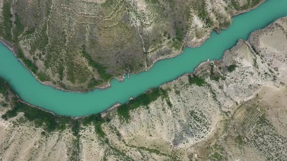 The deepest canyon in the Europe in the valley of the Turquoise river Sulak